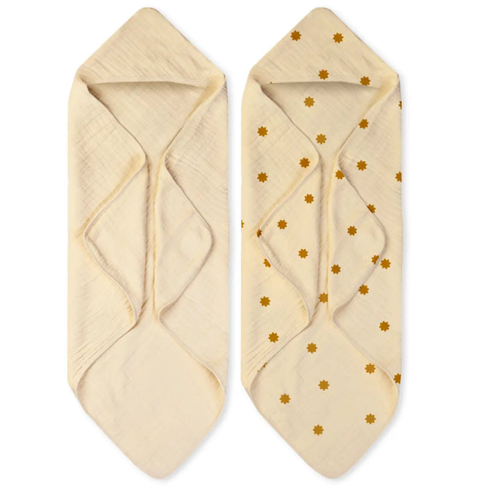 Baby Hooded Towel Set of 2 | Warm White + Stars Set