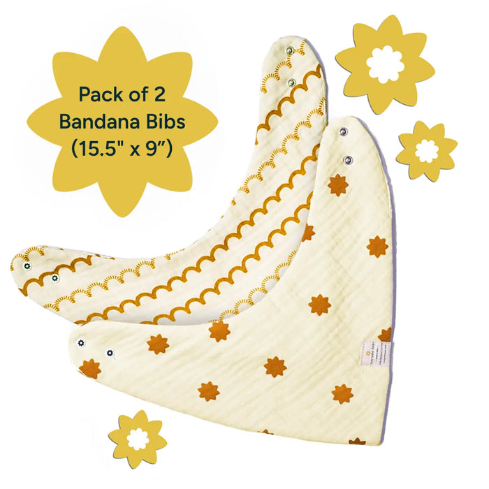 Baby Bandana Bibs - Set of 2 | Beige Patterns Pack