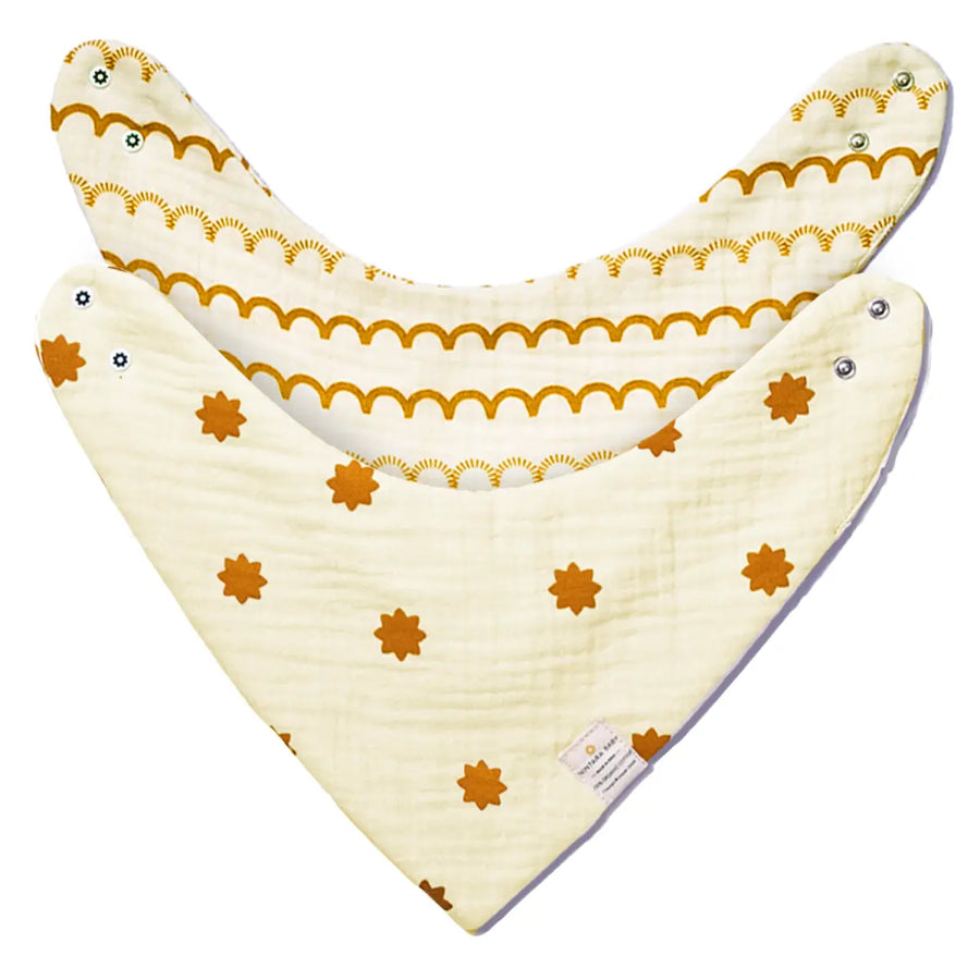 Baby Bandana Bibs - Set of 2 | Beige Patterns Pack