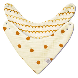 Baby Bandana Bibs - Set of 2 | Beige Patterns Pack