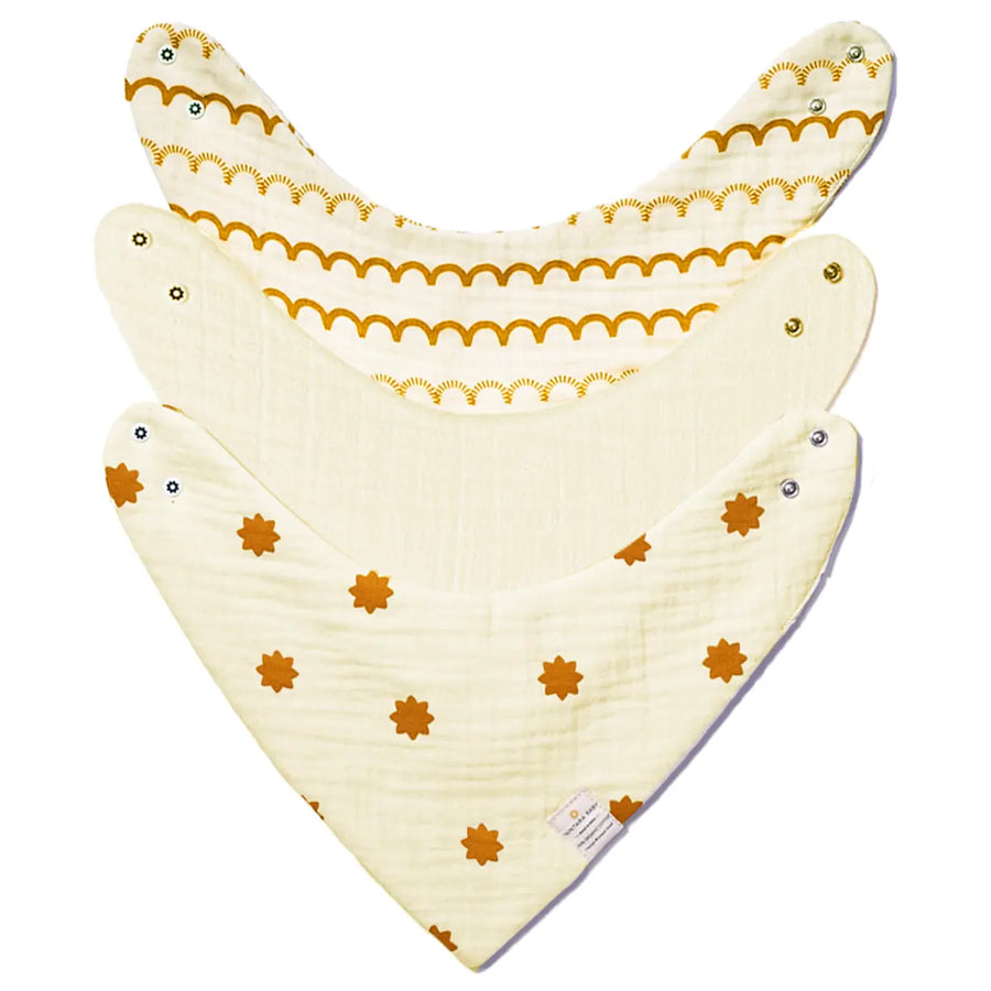 Baby Bandana Bibs - Set of 3 | Beige Trio Pack
