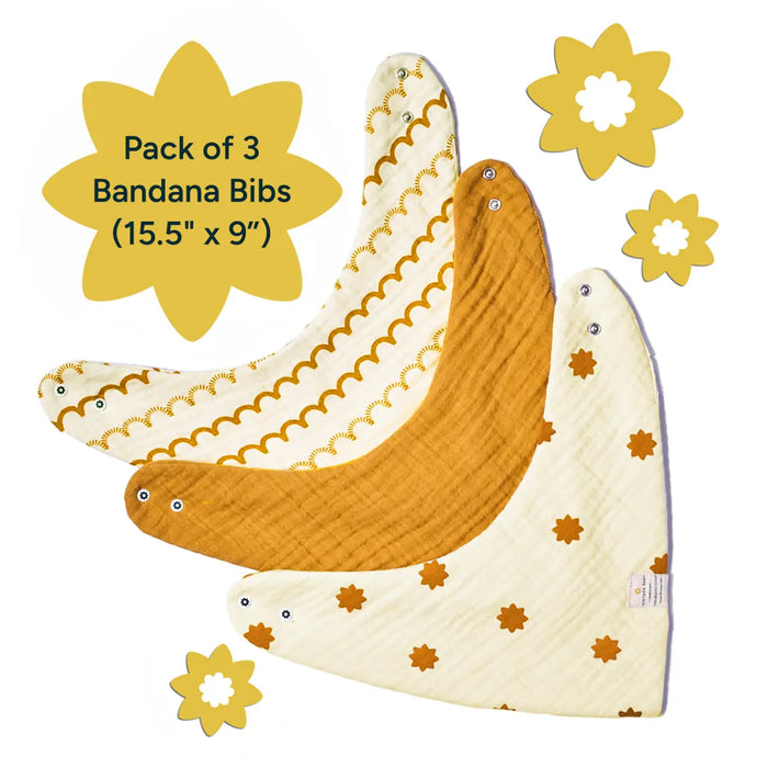 Baby Bandana Bibs Set of 3 | Beige Pack
