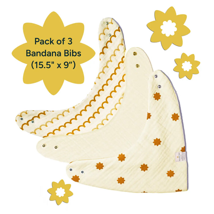 Baby Bandana Bibs Set of 3 | Beige Trio Pack