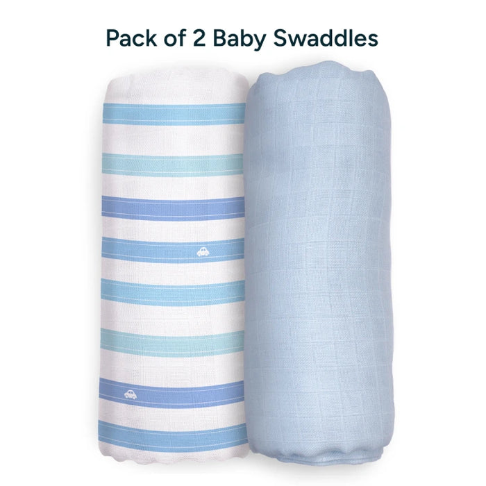 Baby Swaddle Extra Large Set of 2 | Blue Trails