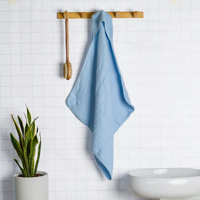 Muslin Baby Hooded Towel | Baby Blue