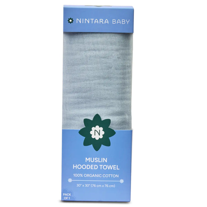Muslin Baby Hooded Towel | Baby Blue