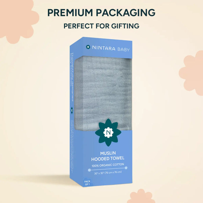 Muslin Baby Hooded Towel | Baby Blue