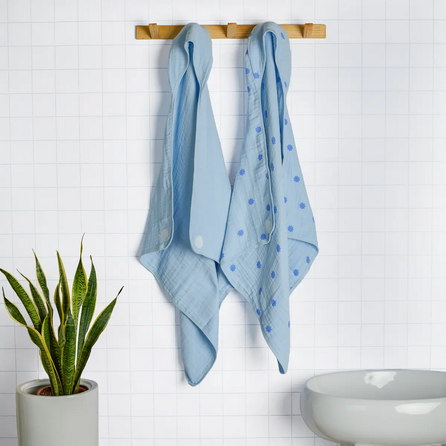 Baby Hooded Towel - Set of 2 | Blue Set