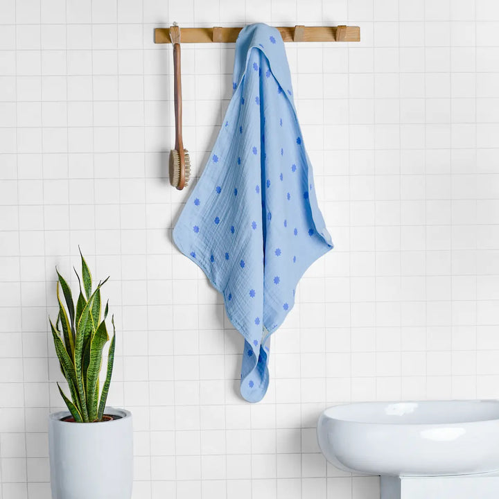Muslin Baby Hooded Towel | Blue Stars