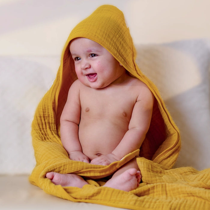 Muslin Baby Hooded Towel | Butterscotch