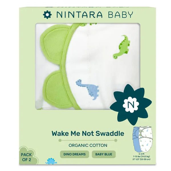 Wake Me Not Swaddle - Set of 2 | Dino Dreams + Baby Blue