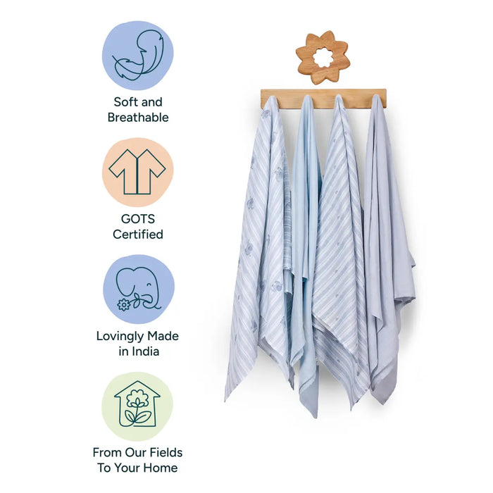 Baby Swaddle Extra Large Set of 4 | Elephant Hugs