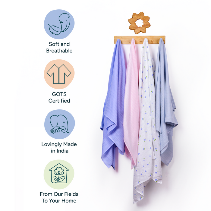 Baby Swaddle Extra Large Set of 4 | Flower Power