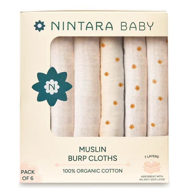 Baby Burp Cloths - Set of 6 | Golden Bloom