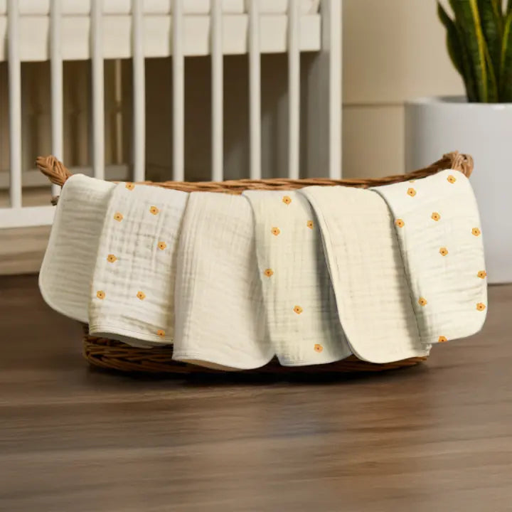 Baby Burp Cloths - Set of 6 | Golden Bloom