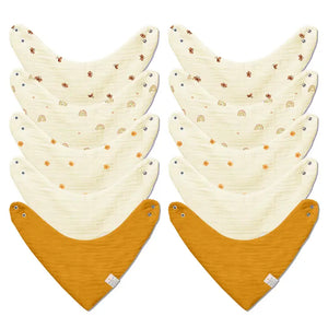 Baby Bandana Bibs - Set of 10 | Golden Bloom Pack