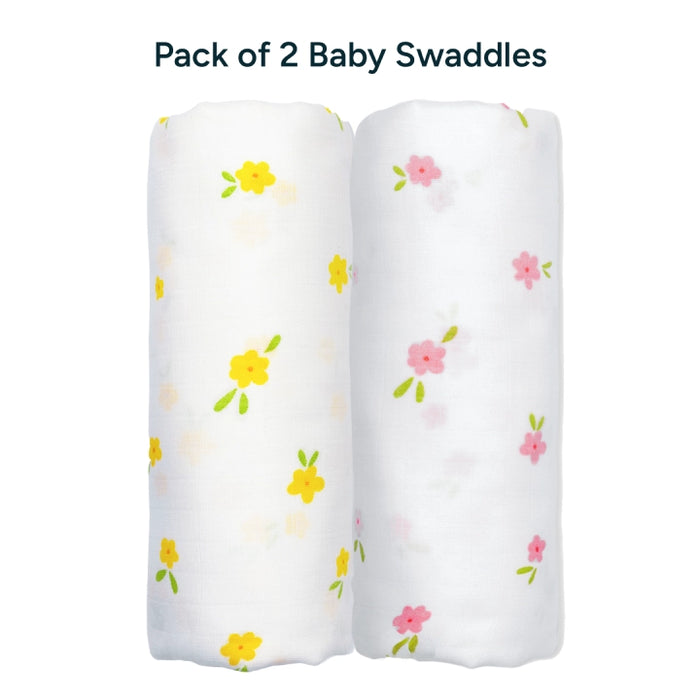 Baby Swaddle Extra Large Set of 2 | Lemon Blush Blossom