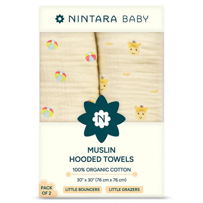 Muslin Baby Hooded Towel - Set of 2 | Little Bouncers + Little Grazers