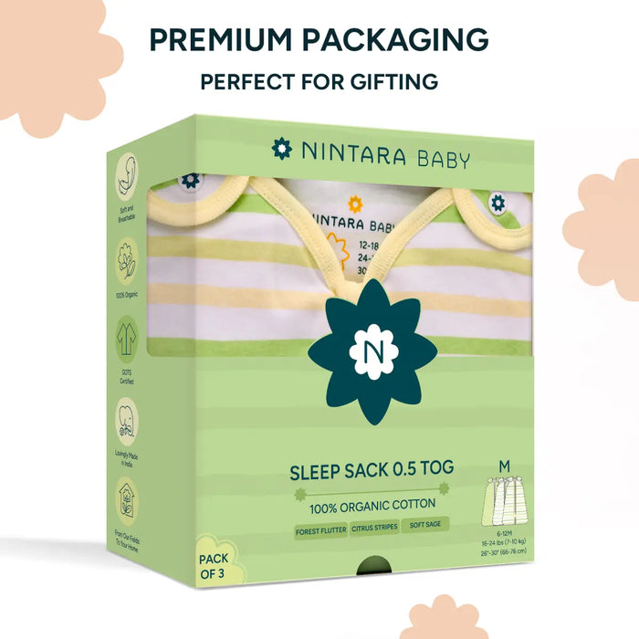 Baby Sleep Sack 0.5 TOG - Set of 3