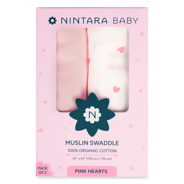 Baby Swaddle Extra Large Set of 2 | Pink Hearts