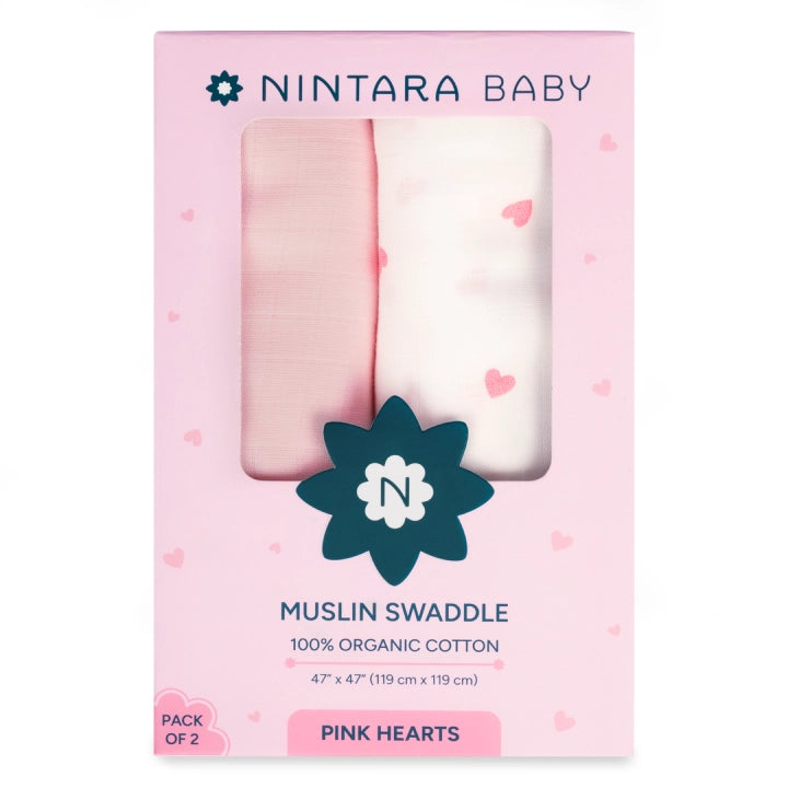 Baby Swaddle Extra Large Set of 2 | Pink Hearts
