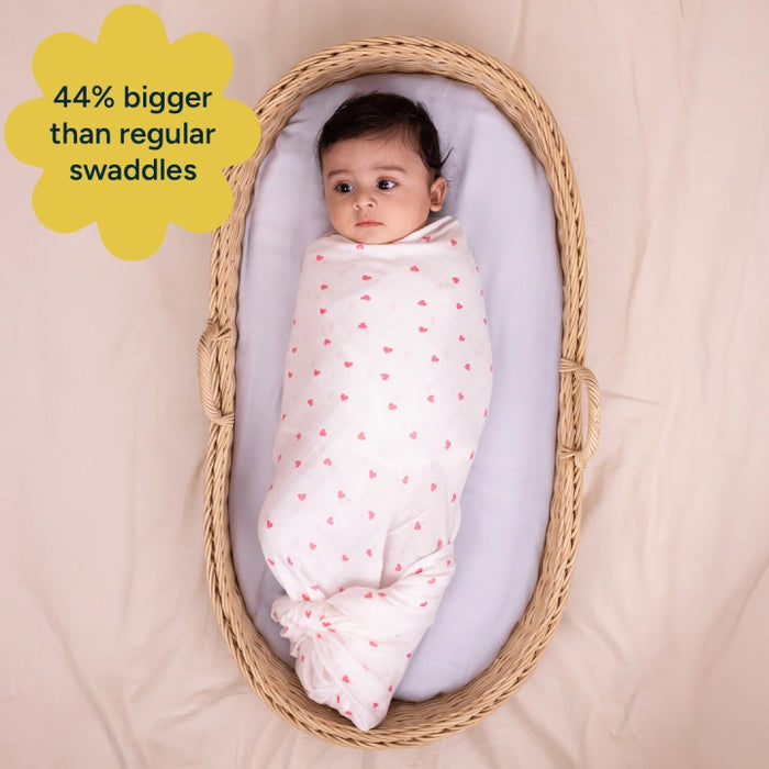 Baby Swaddle Extra Large Set of 2 | Pink Hearts