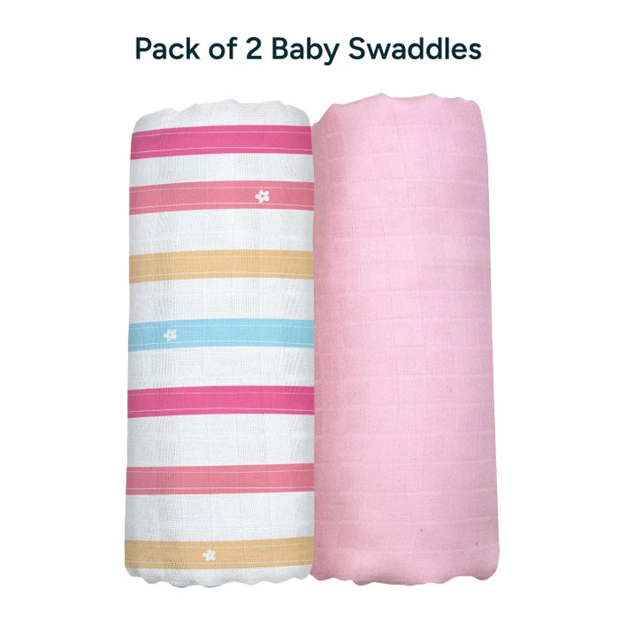 Baby Swaddle Extra Large Set of 2 | Pink Trails