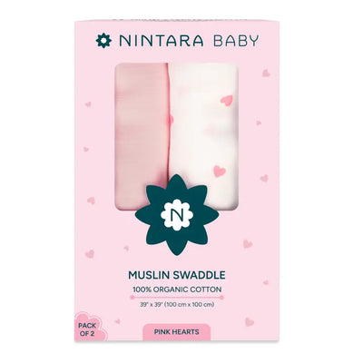 Baby Swaddle - Large - Set of 2 | Pink Hearts
