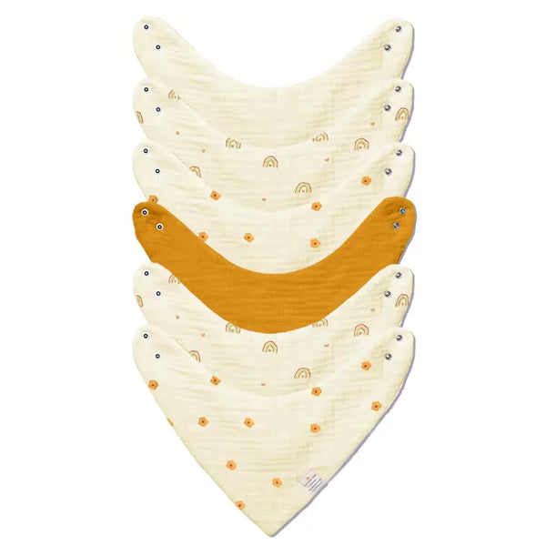 Baby Bandana Bibs - Set of 6 | Rainbow Bloom Pack