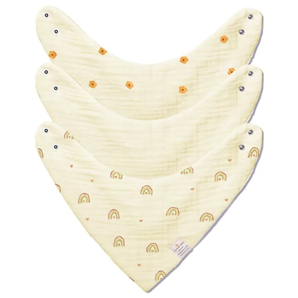 Baby Bandana Bibs - Set of 3 | Rainbow Bloom Pack