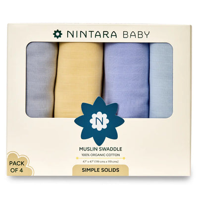 Muslin Baby Swaddle - Extra-Large - Set of 4 | Simple Solids