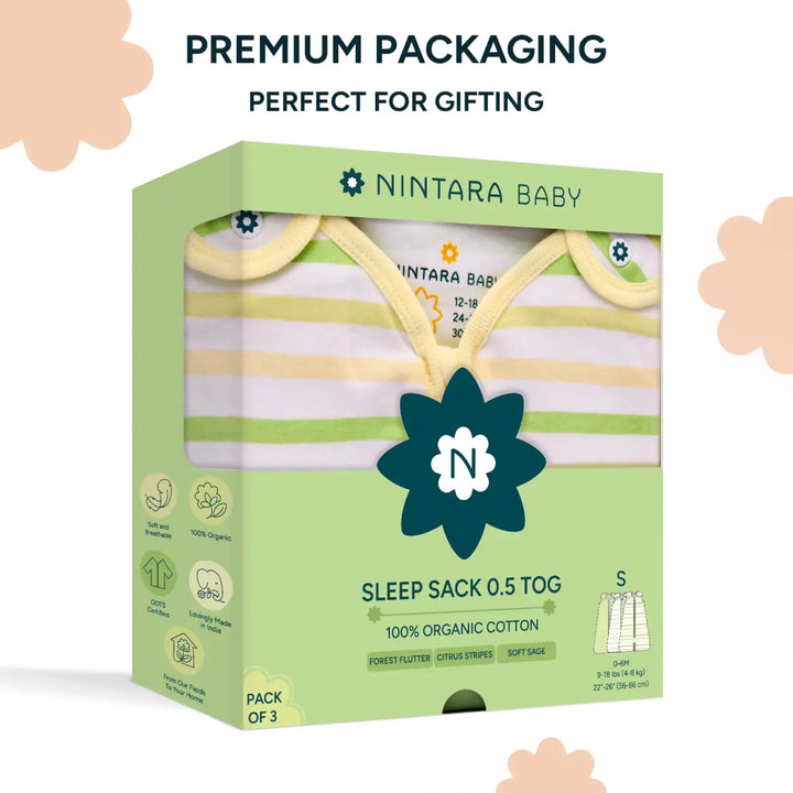 Baby Sleep Sack 0.5 TOG - Set of 3