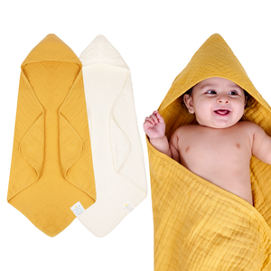Muslin Baby Hooded Towel - Set of 2 | Solids Pack