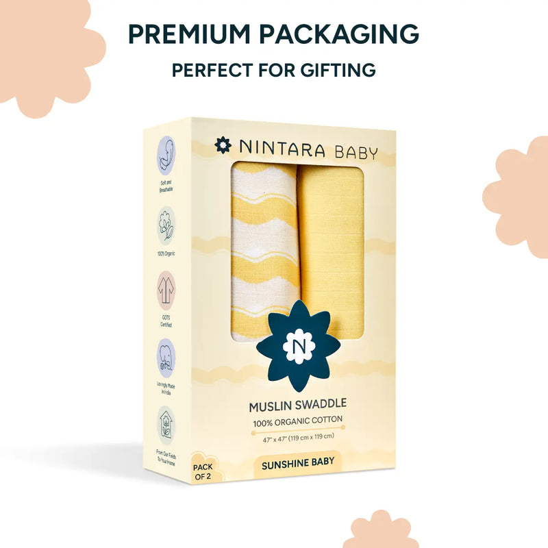Muslin Baby Swaddle - Extra-Large - Set of 2 | Sunshine Baby