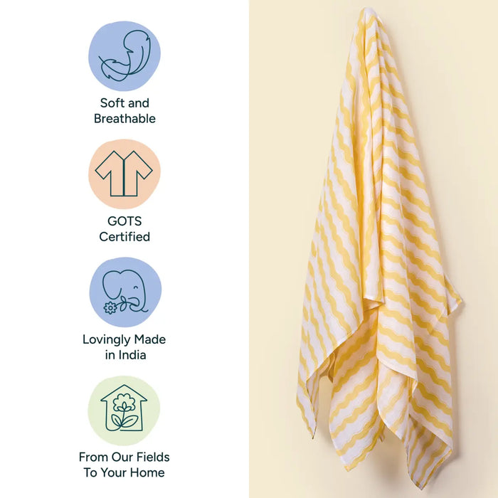 Baby Swaddle Large | Happy Waves