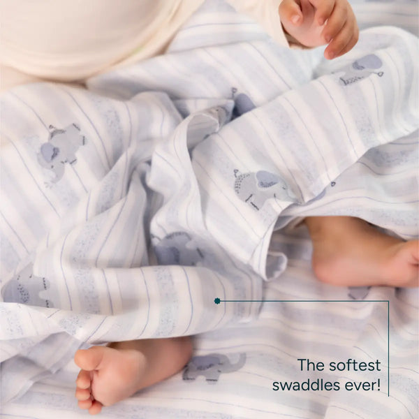 Muslin Baby Swaddle - Extra-Large | Little Elephants - hover