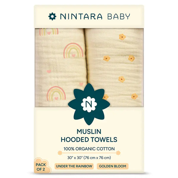 Baby Hooded Towel - Set of 2 | Under The Rainbow + Golden Bloom