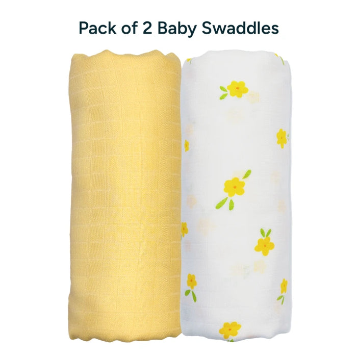 Baby Swaddle Extra Large Set of 2 | Yellow Blossom