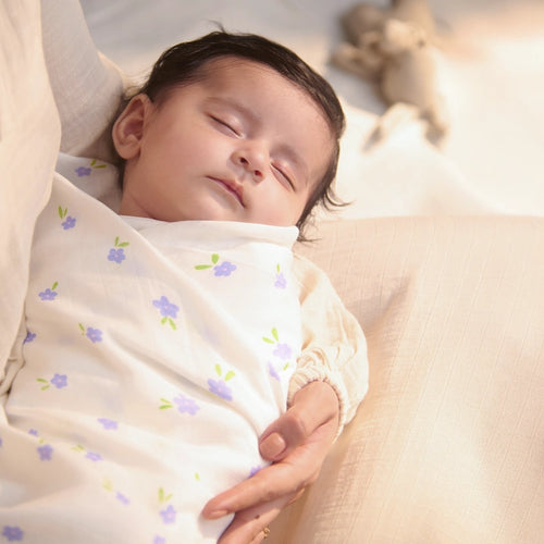 Muslin Baby Swaddle - Large | Purple Blossom