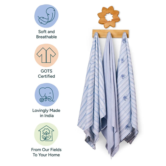 Baby Swaddle Extra Large Set of 3 | Elephant Hugs