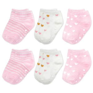 Anti-Slip Baby Socks - Set of 6 | Pink Patterns